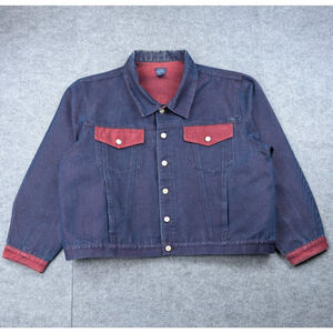 Vintage The Blues Denim Jacket Womens 3X Two Tone 90s Trucker Western Festival